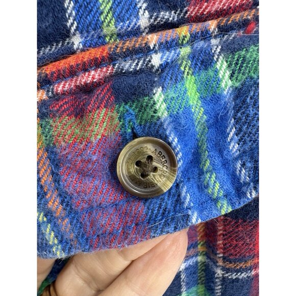 Abercrombie Fitch Shirt Mens XL Blue Red Plaid Muscle Fit Flannel Heavy Y2K Gorp - Picture 4 of 11